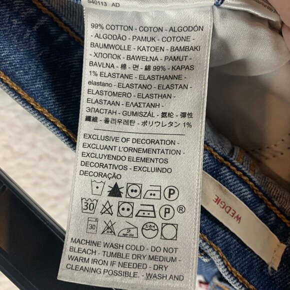 Levi's Wedgie Jeans Womens 28 Blue Denim Stretch Mid-Rise Skinny Button Fly 9698 - Picture 9 of 13